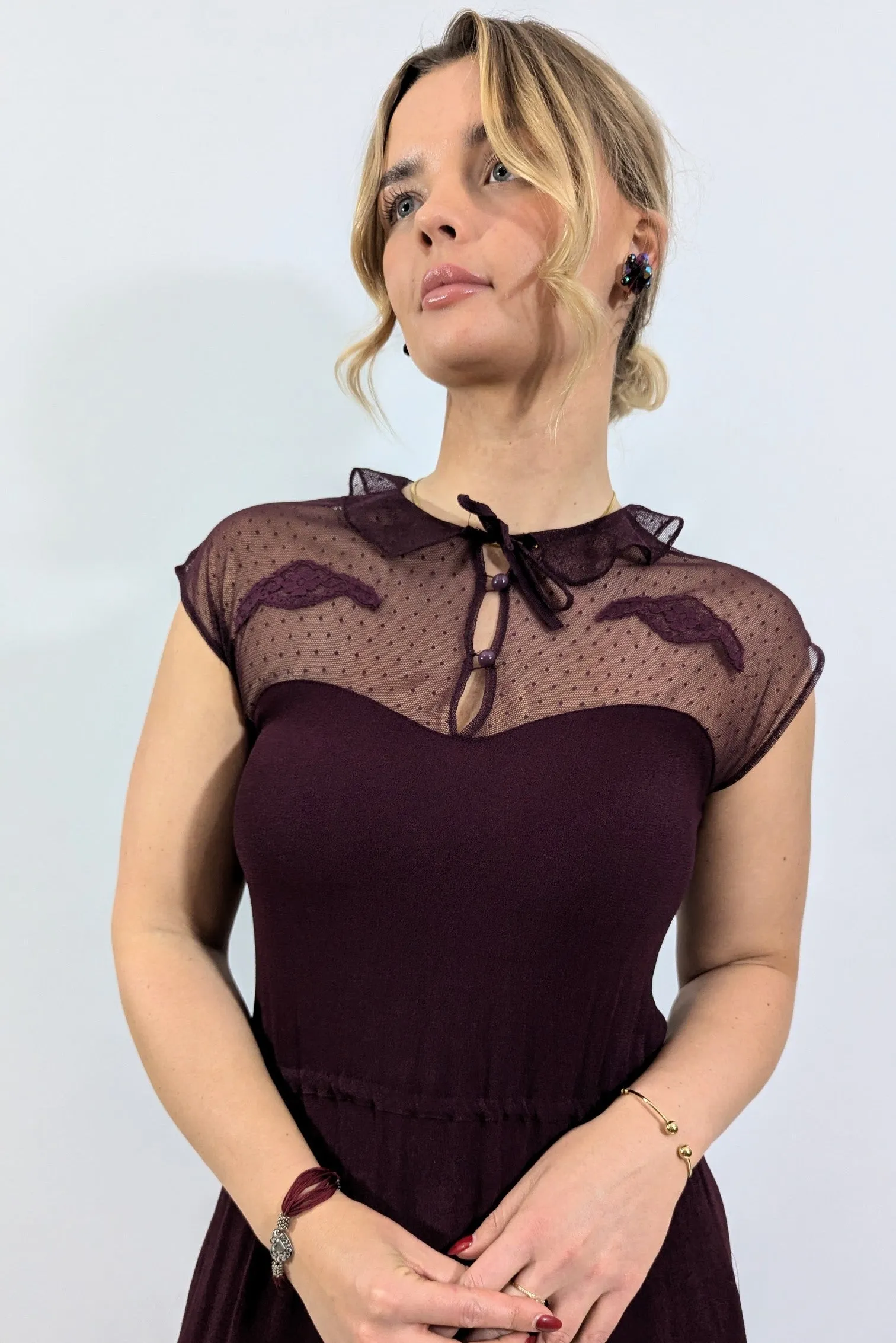 1970s Radley Lace and Moss Crepe Dress