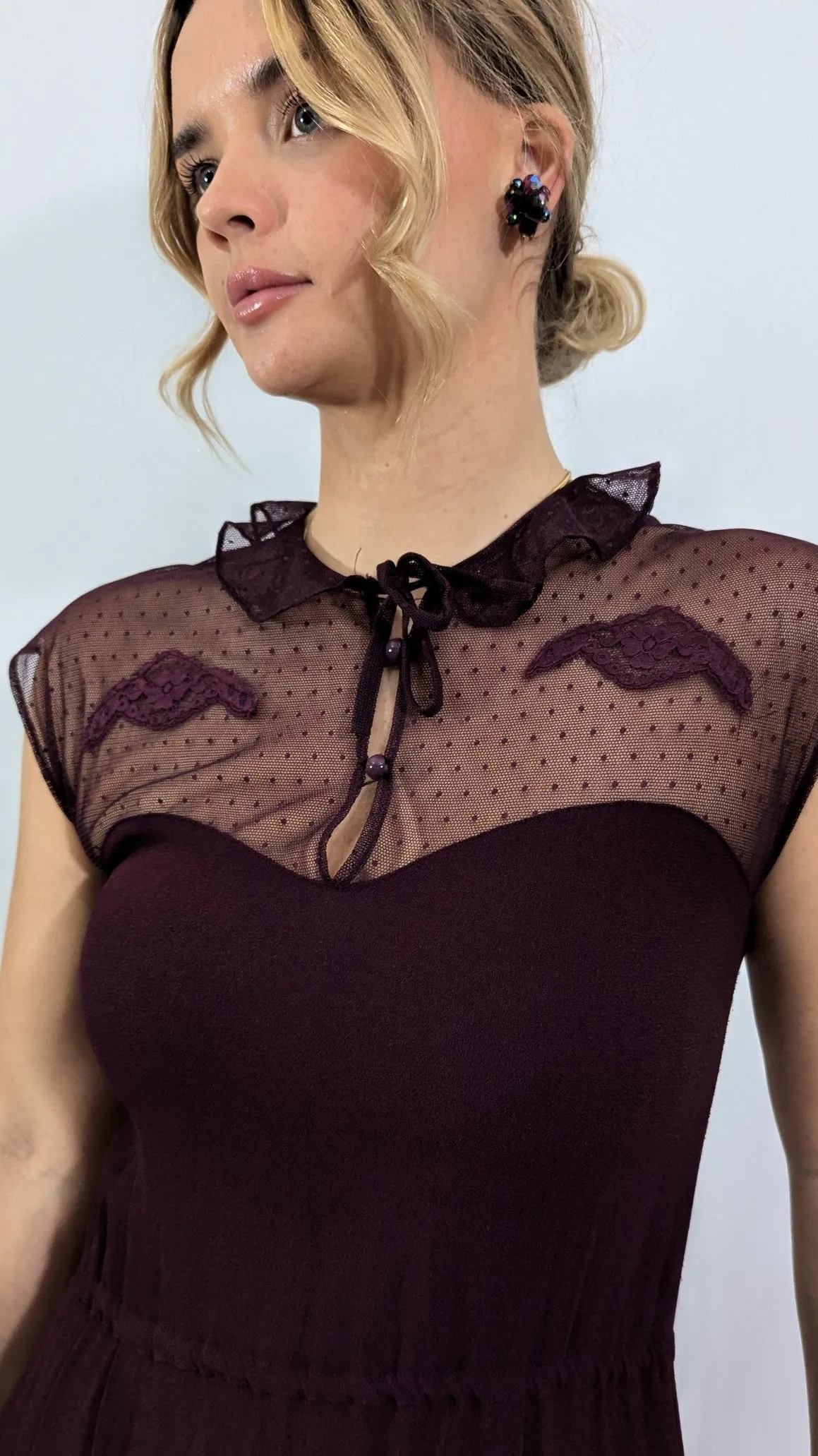 1970s Radley Lace and Moss Crepe Dress