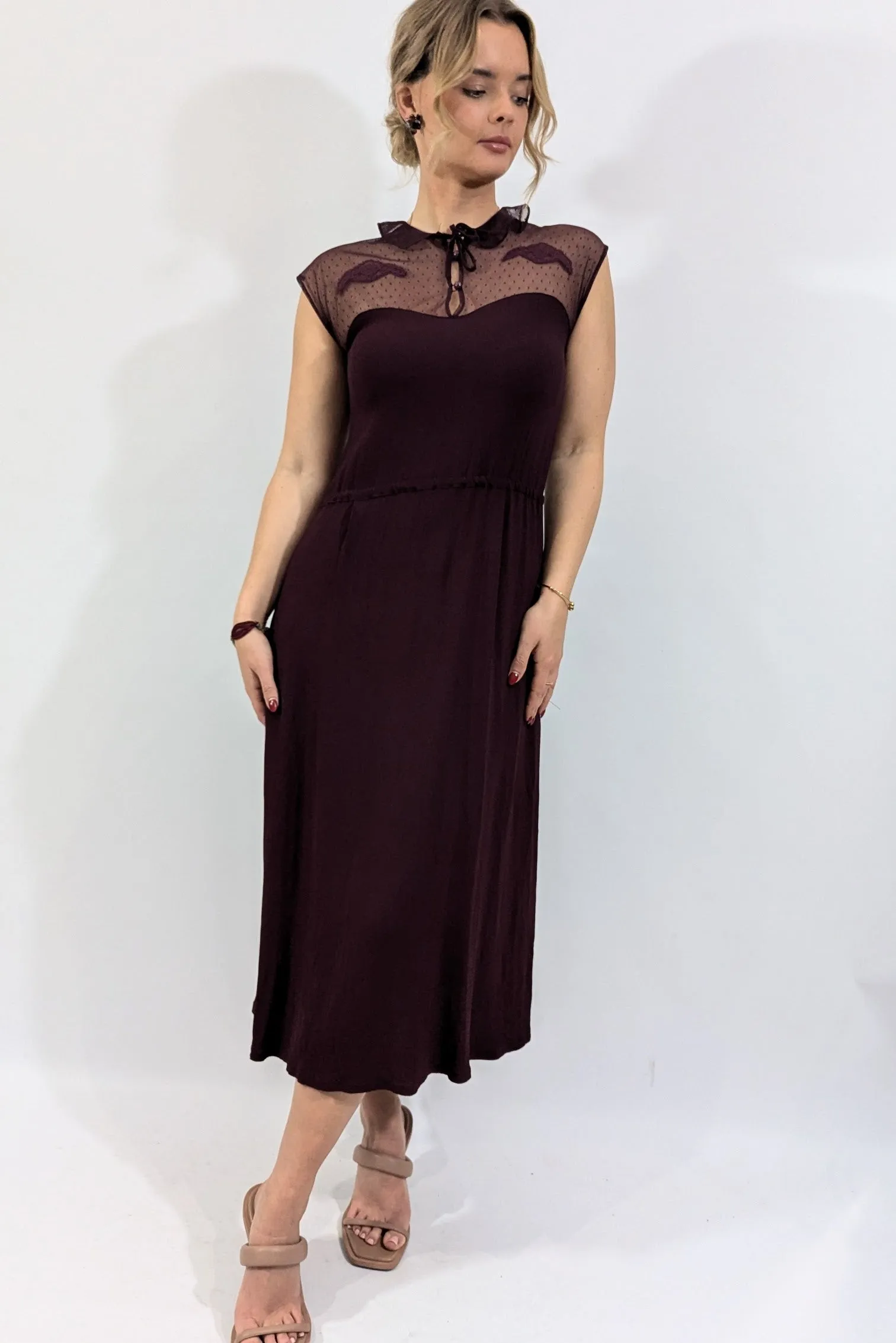 1970s Radley Lace and Moss Crepe Dress