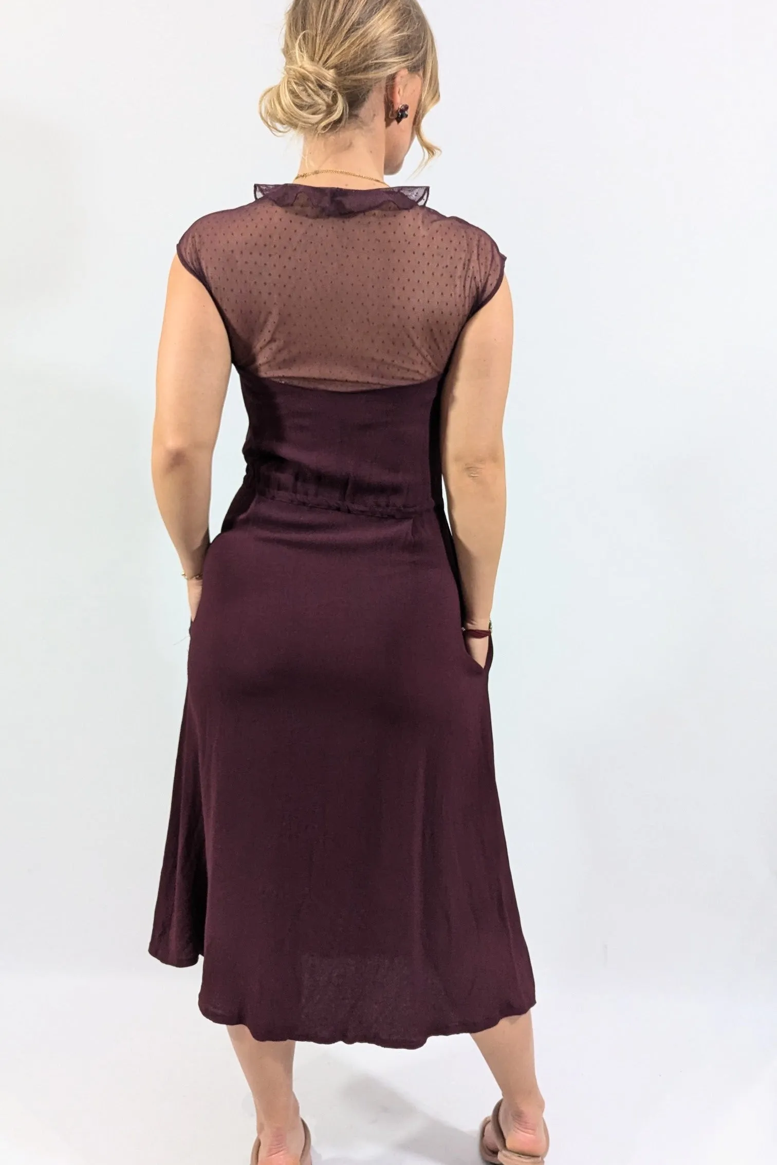 1970s Radley Lace and Moss Crepe Dress