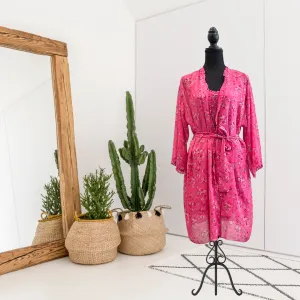 2PC Floral Sleep Dress Robe Set