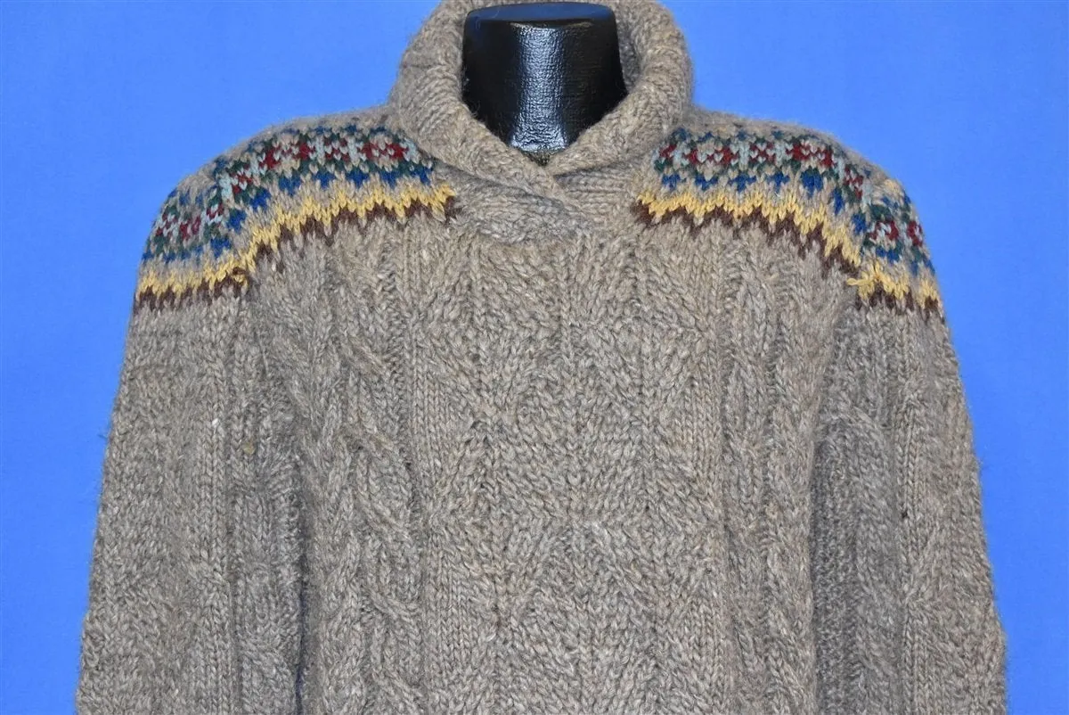 80s Ralph Lauren Gray Cable Knit Sweater Medium