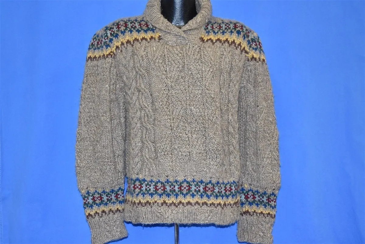 80s Ralph Lauren Gray Cable Knit Sweater Medium