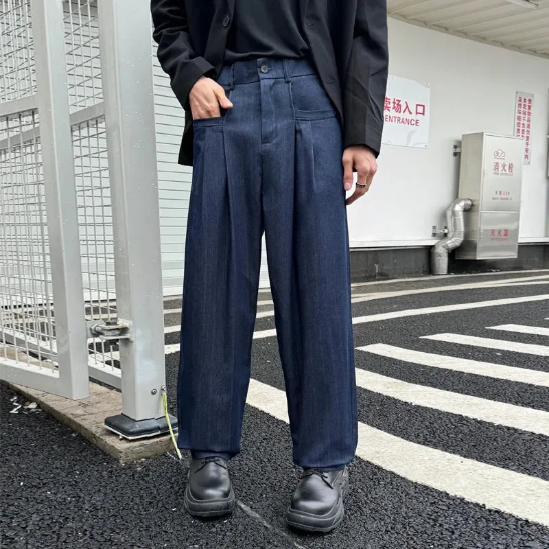 Aidase Men Loose Casual Stripe Denim Wide Leg Cargo Jeans Baggy Pants Japan Korean Streetwear Cityboy Vintage Harem Jeans Trousers