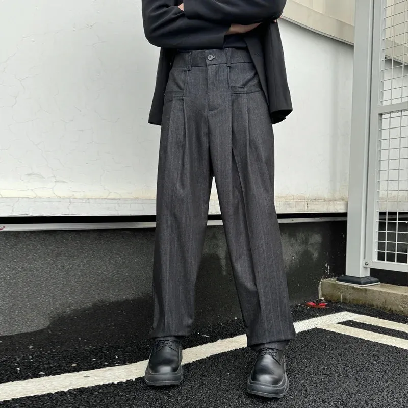 Aidase Men Loose Casual Stripe Denim Wide Leg Cargo Jeans Baggy Pants Japan Korean Streetwear Cityboy Vintage Harem Jeans Trousers