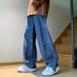 Aidase Spring Autumn New Blue Loose Jeans Korean Fashion Straight Baggy Wide Leg Trousers Vintage Streetwear Hip Hop Pants Plus Size