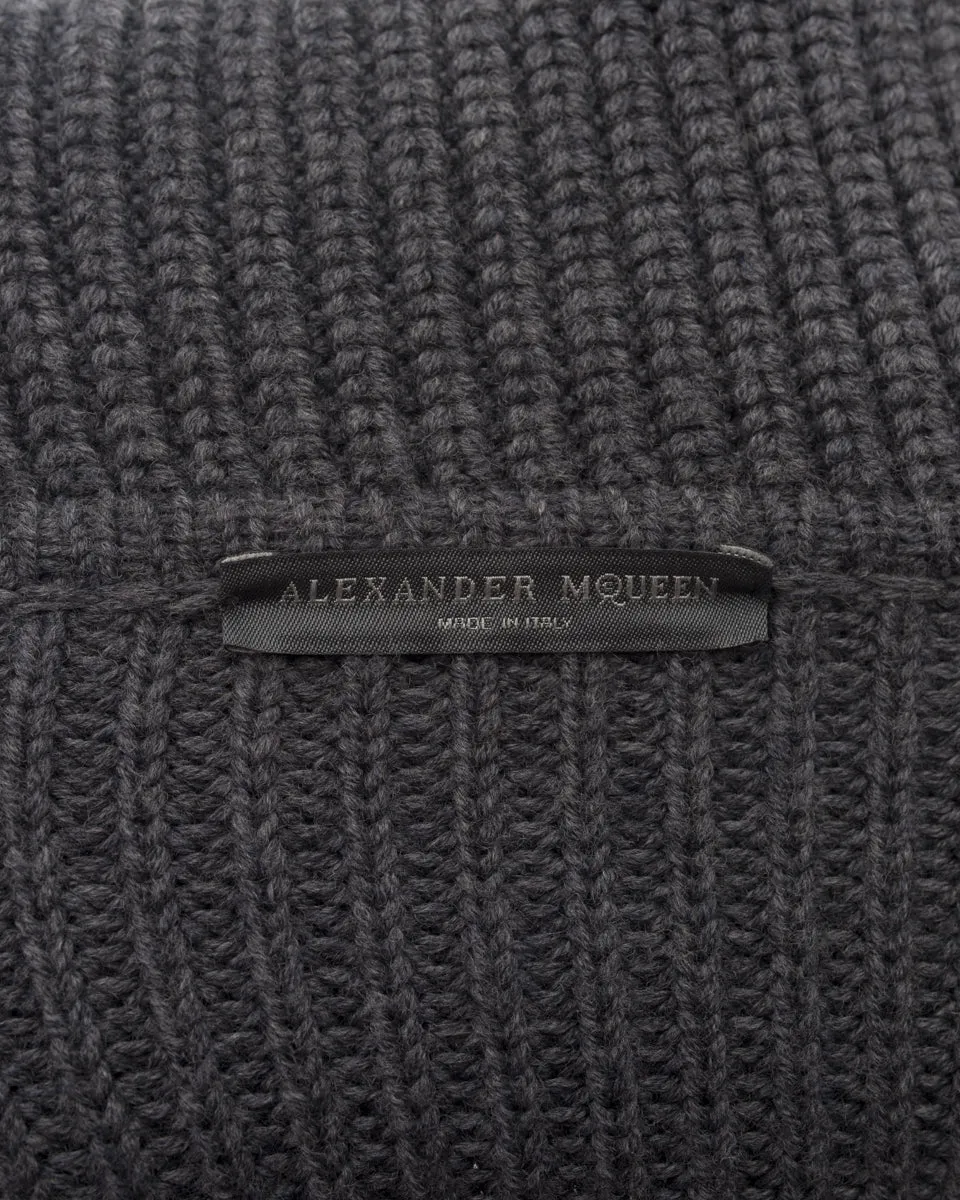 Alexander McQueen Grey Knit Zipper Front Peplum Sweater - M