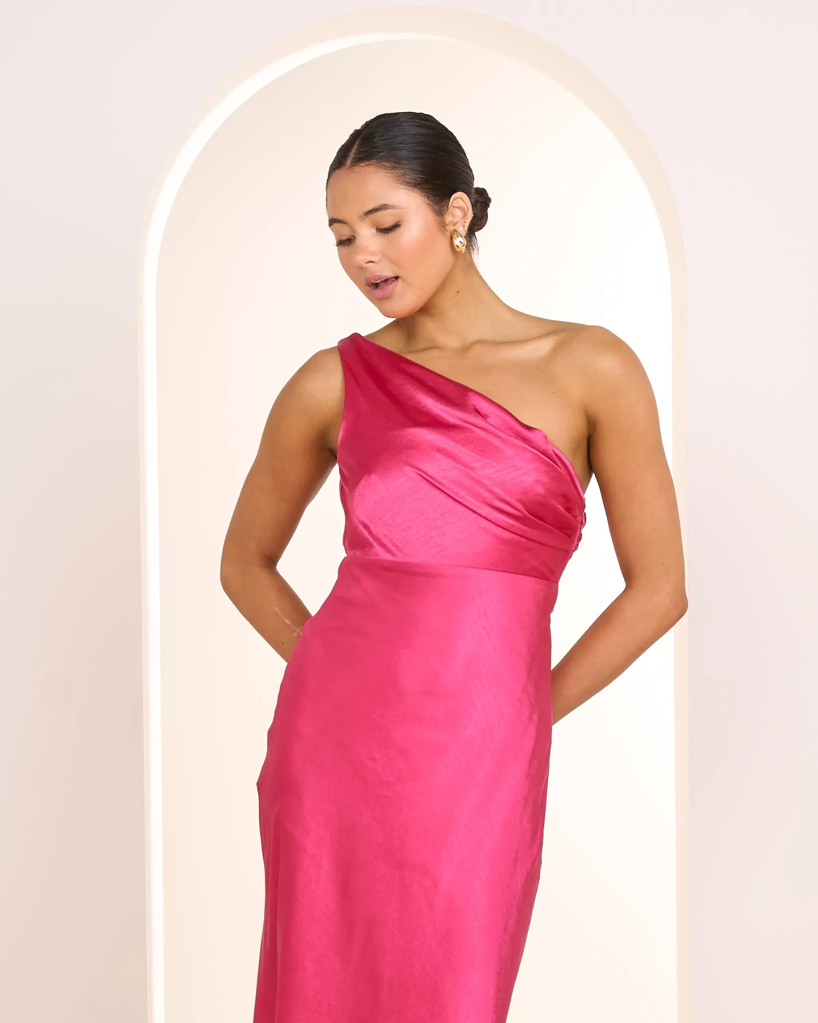 Anita One Shoulder Satin Gown