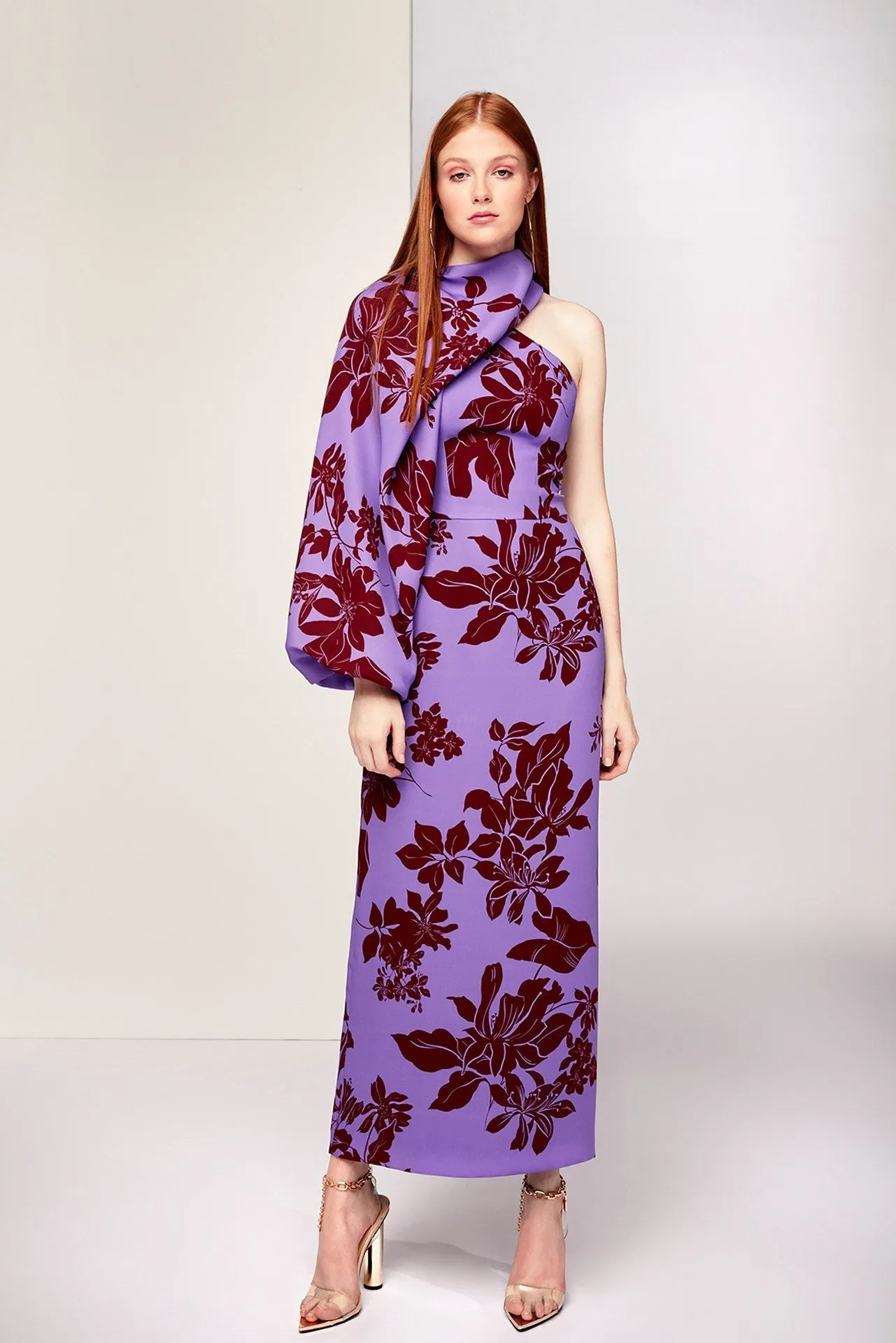 Asymmetric Column Midi Dress