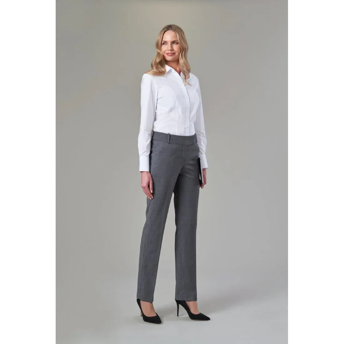 BA085-6 Brook Taverner Ladies Palena Long Sleeve Shirt White Size 20