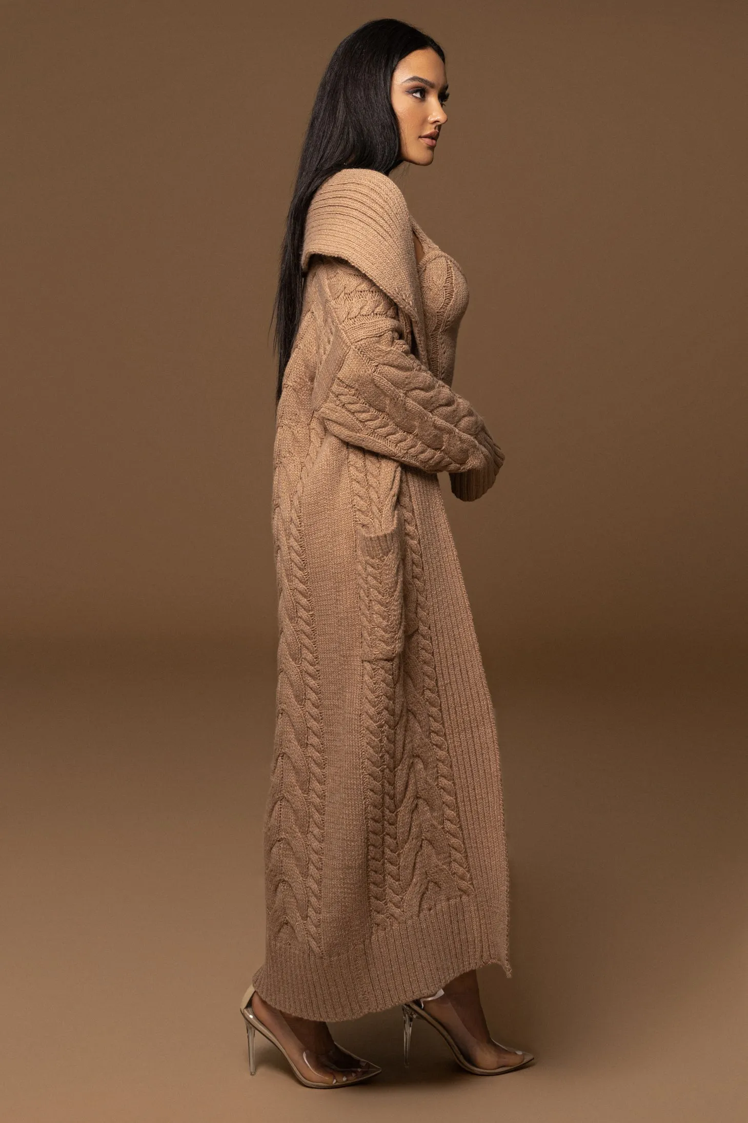 Beige Upstate Cable Knit Cardigan