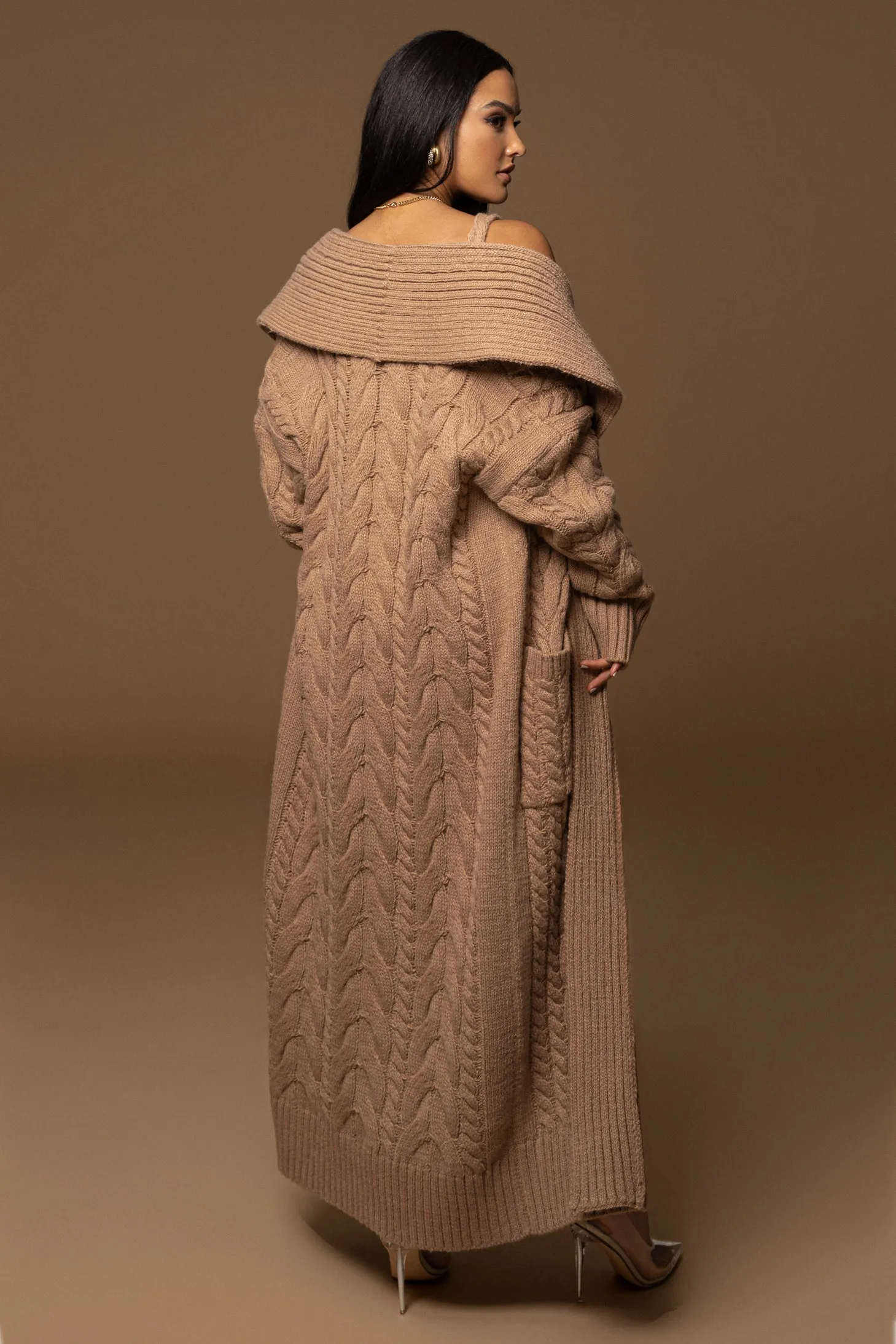 Beige Upstate Cable Knit Cardigan
