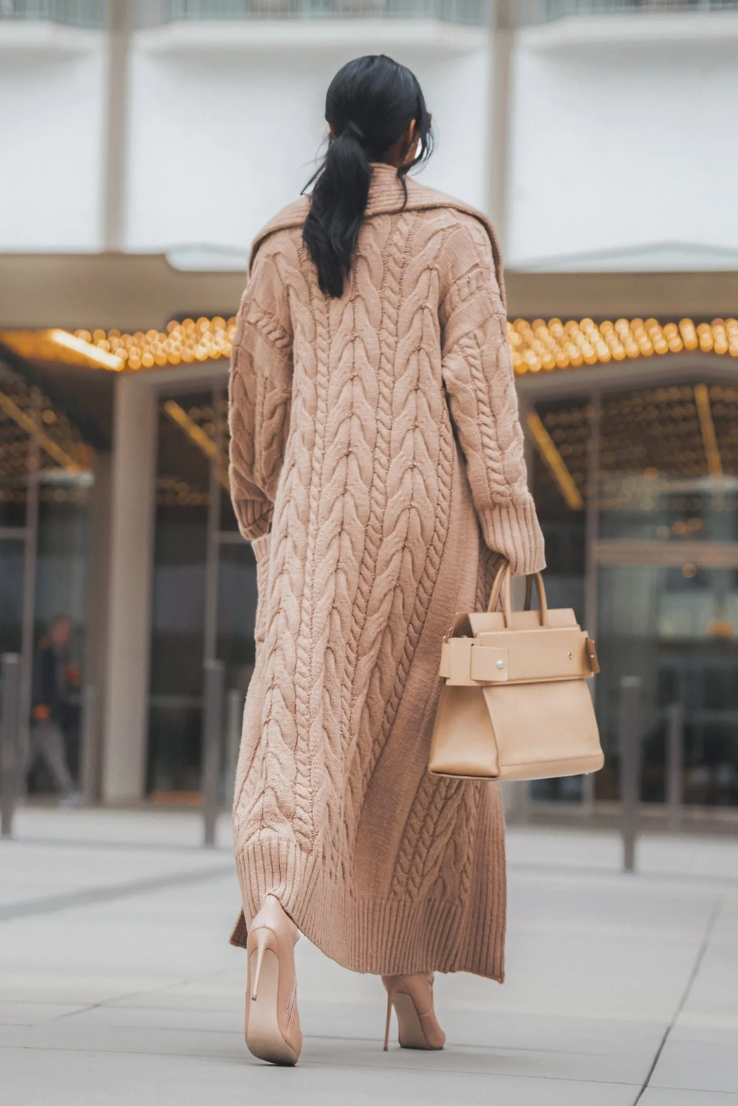 Beige Upstate Cable Knit Cardigan