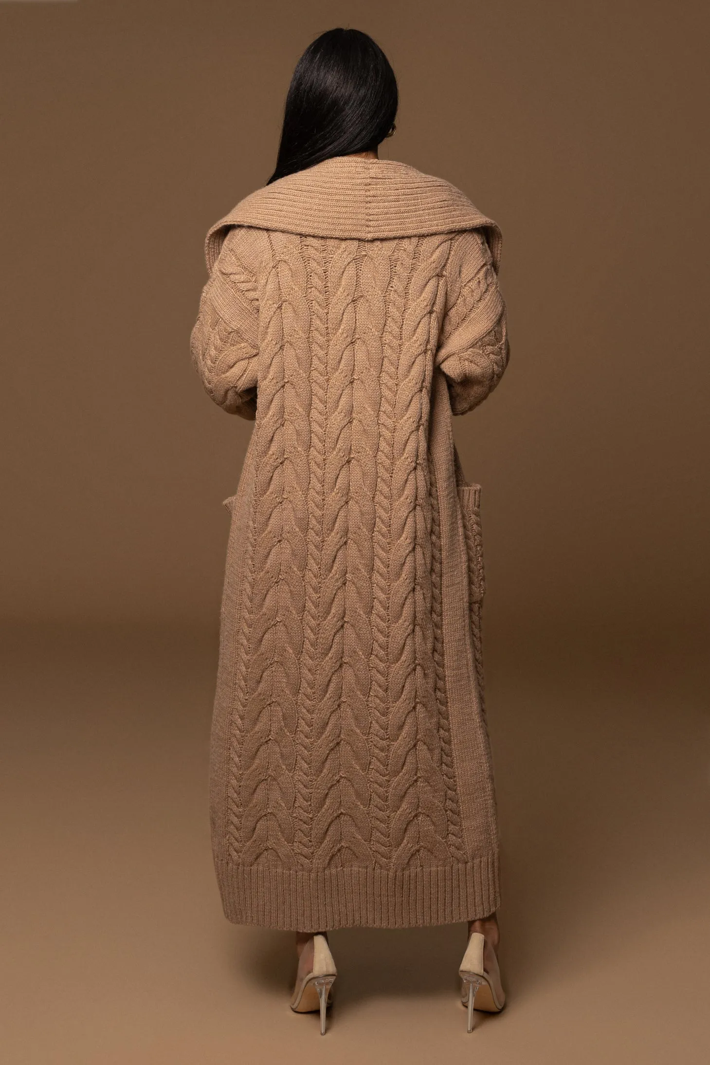 Beige Upstate Cable Knit Cardigan