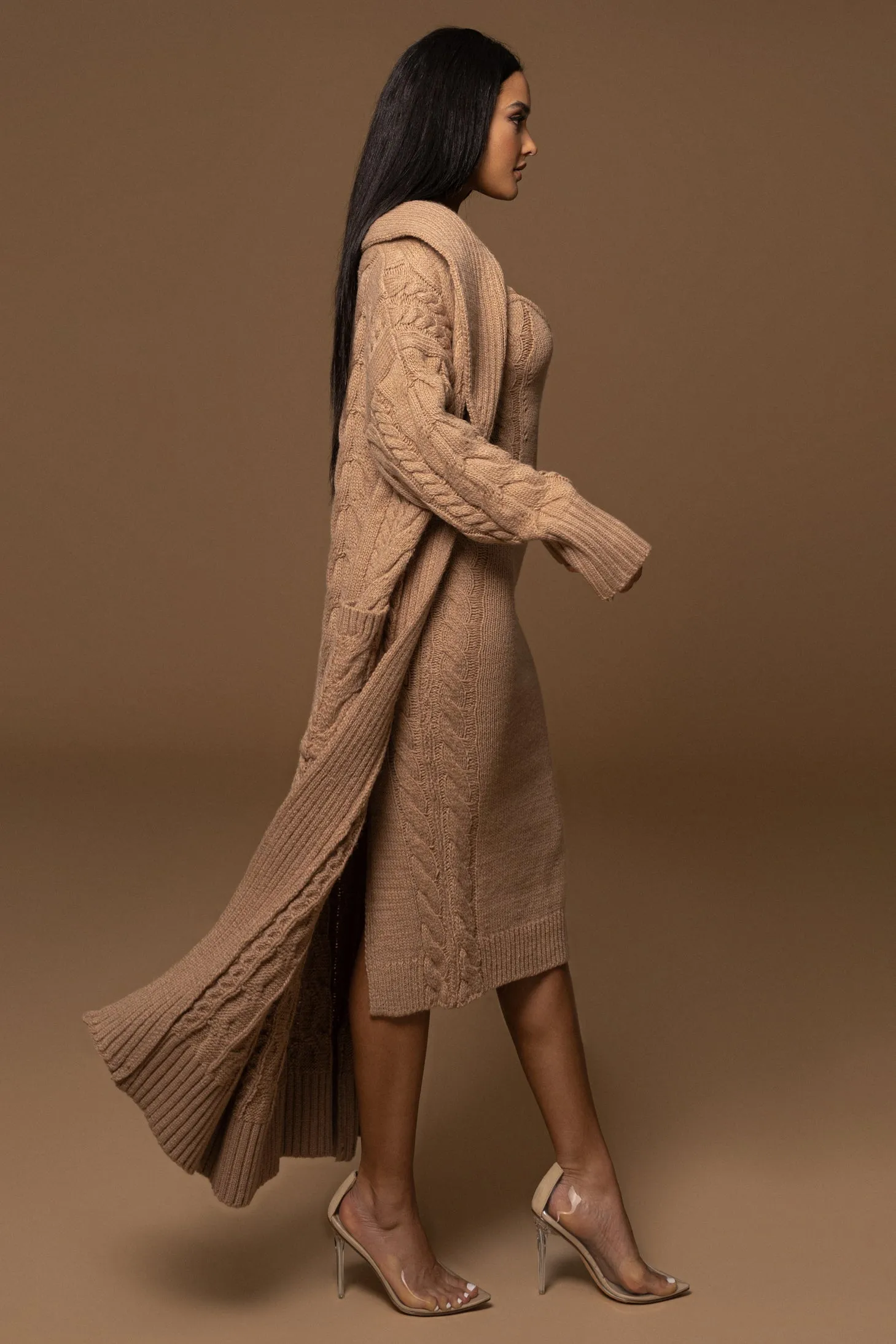 Beige Upstate Cable Knit Cardigan