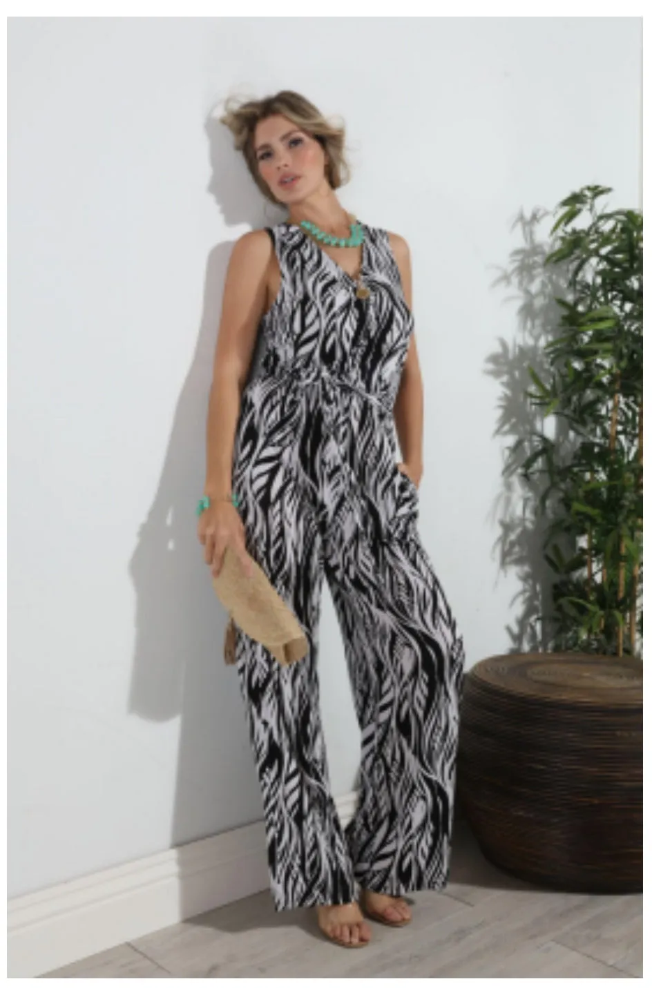 Black/White Print Jumpsuit