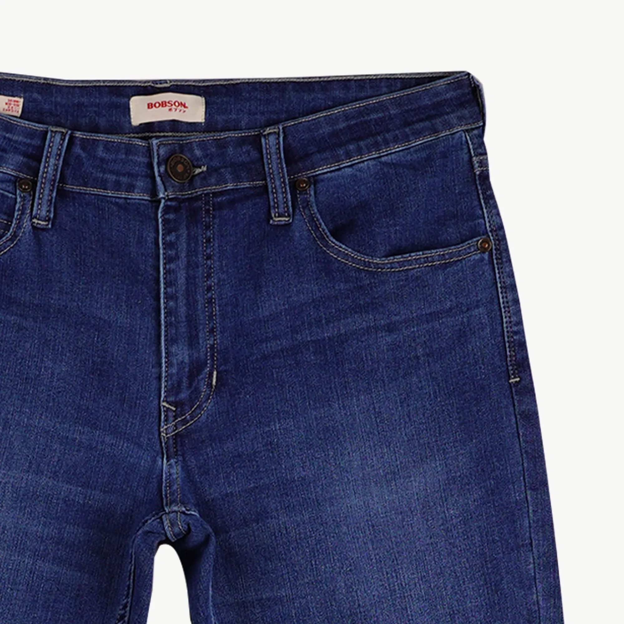 Bobson Japanese Men's Basic Denim Skinny Mid Waist 157250 (Medium Shade)