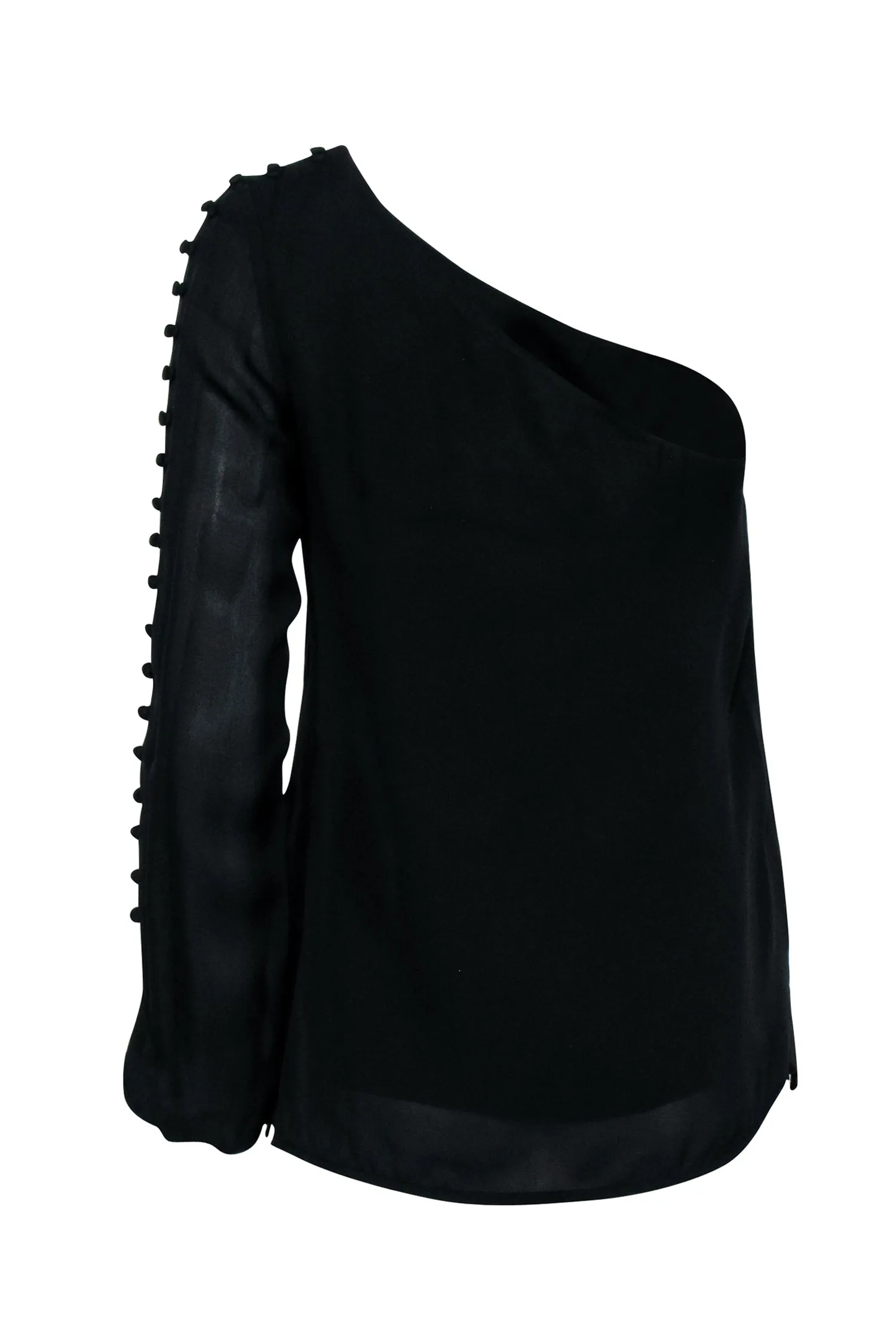 Cami -Black Long Sleeve One Shoulder Shirt Sz S