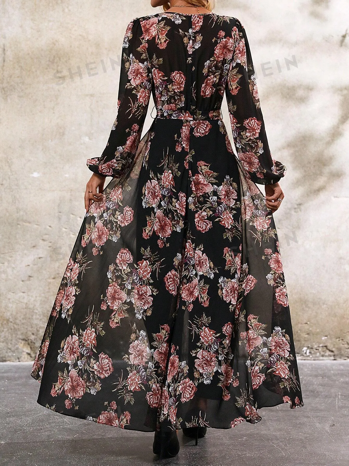 Clasi Women's Elegant Floral Print Wide Leg Jumpsuit