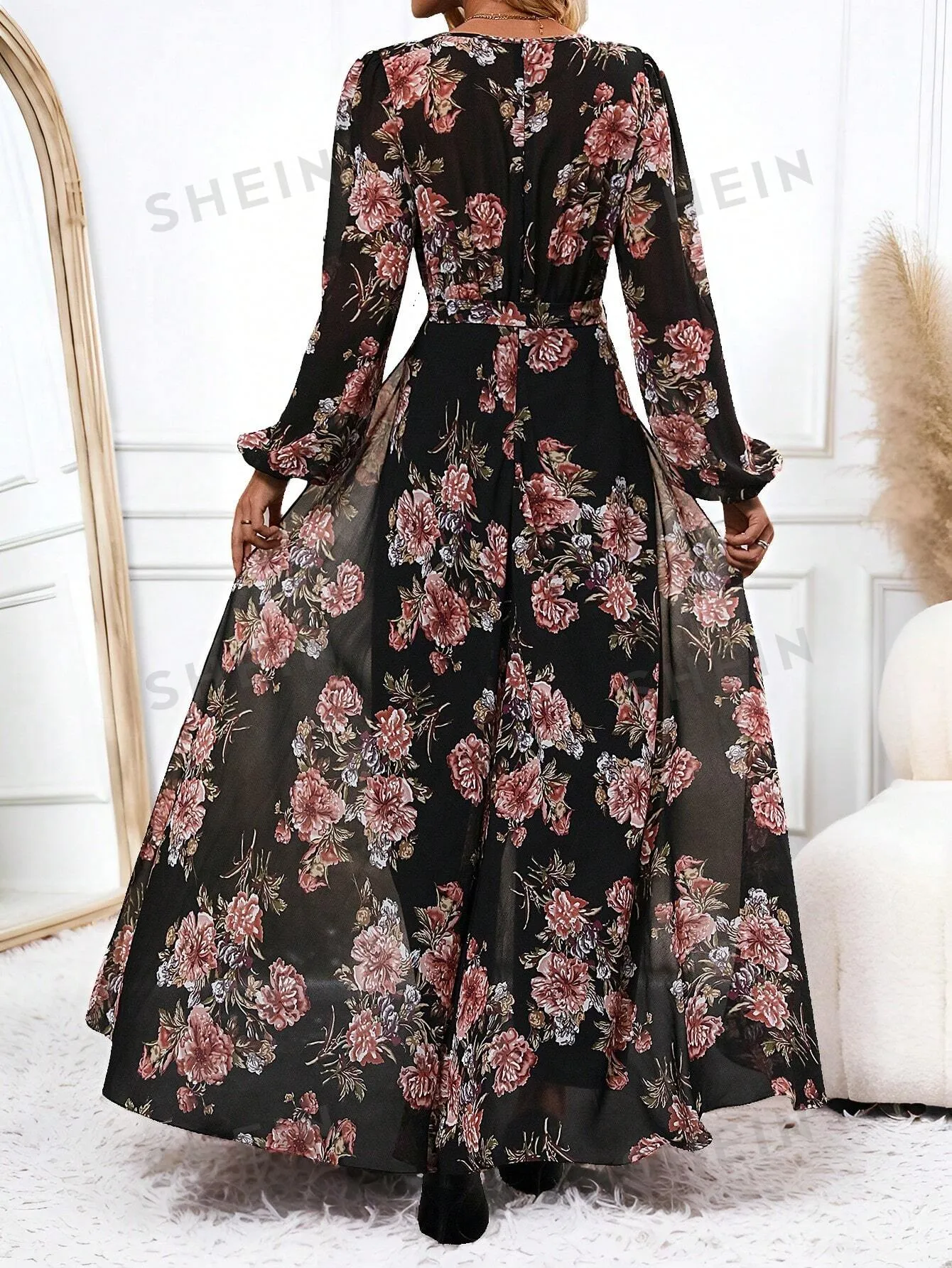 Clasi Women's Elegant Floral Print Wide Leg Jumpsuit