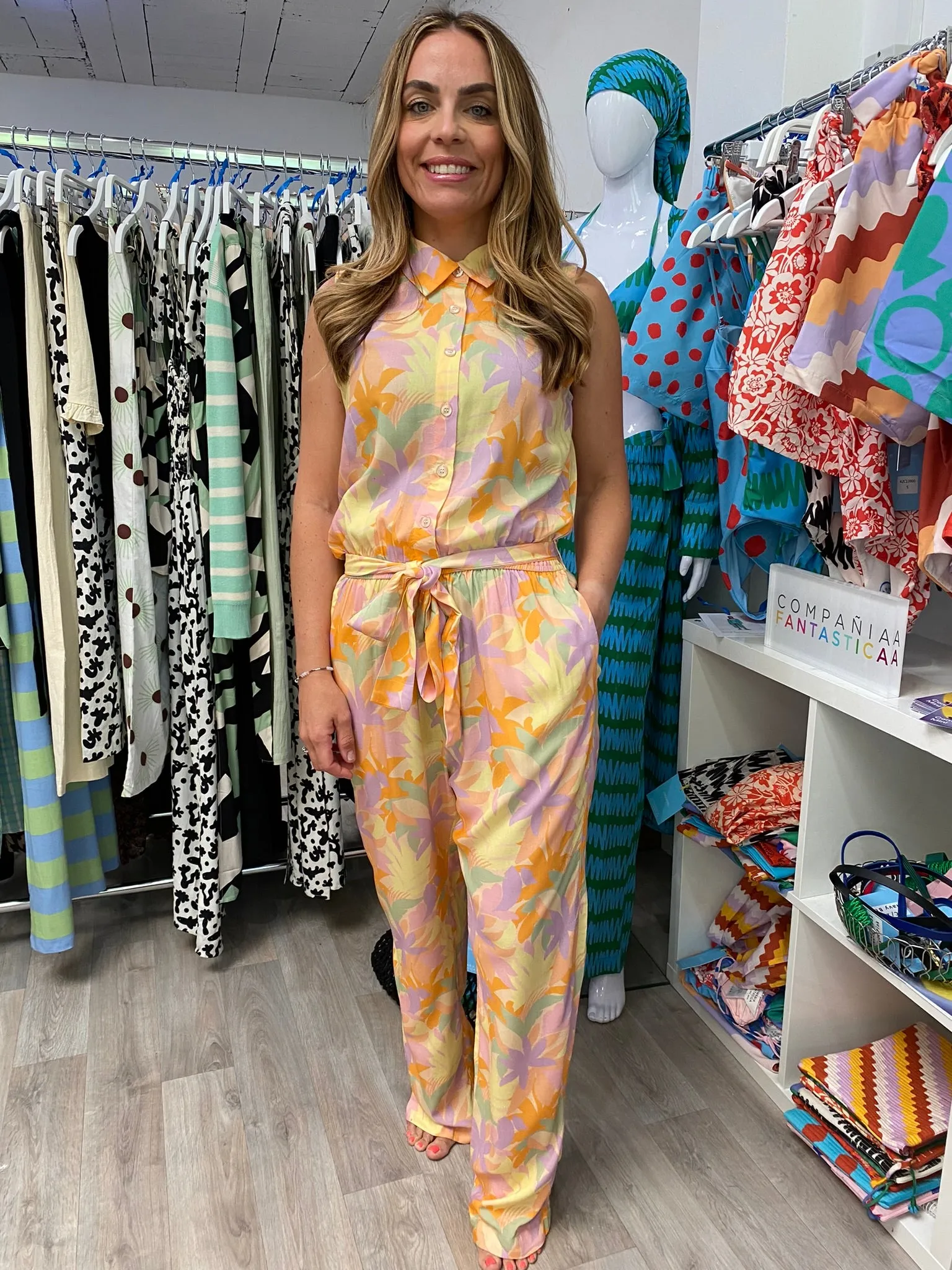 Compania Fantastica Pluvia pastel floral long jumpsuit