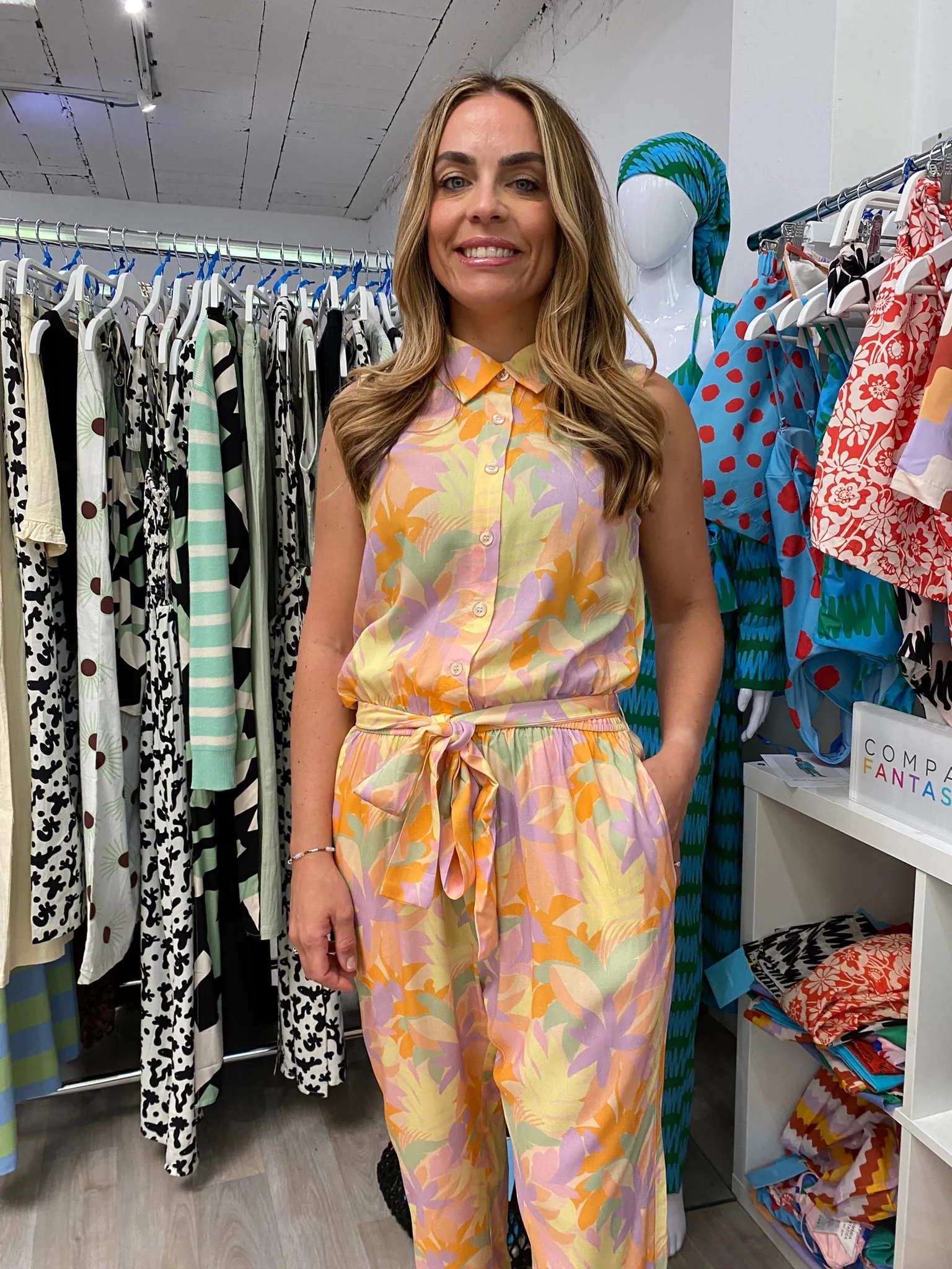Compania Fantastica Pluvia pastel floral long jumpsuit