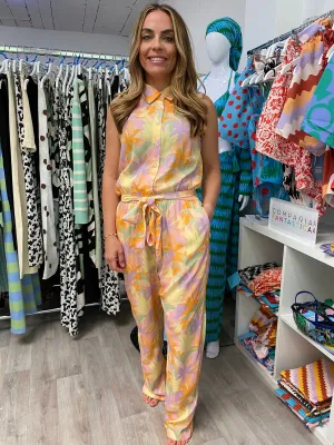 Compania Fantastica Pluvia pastel floral long jumpsuit