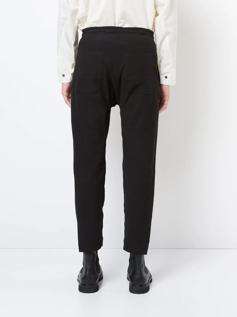Cotton Linen Black Ridges Boiled Cotton Ramie Trousers
