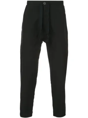 Cotton Linen Black Ridges Boiled Cotton Ramie Trousers