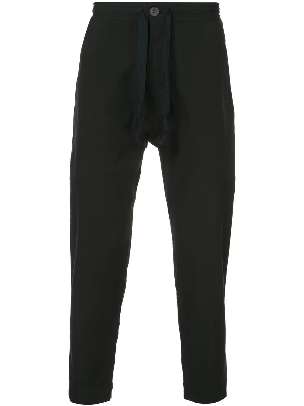 Cotton Linen Black Ridges Boiled Cotton Ramie Trousers