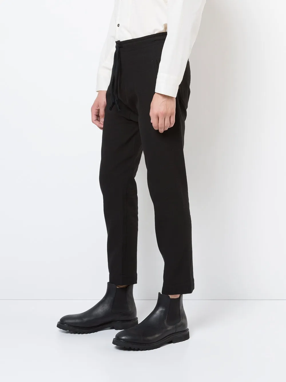 Cotton Linen Black Ridges Boiled Cotton Ramie Trousers