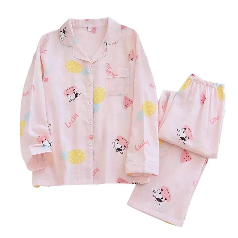 Cow Pattern Cotton Pajama Set