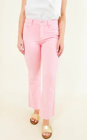 Cropped Flare Jeans - Bubblegum