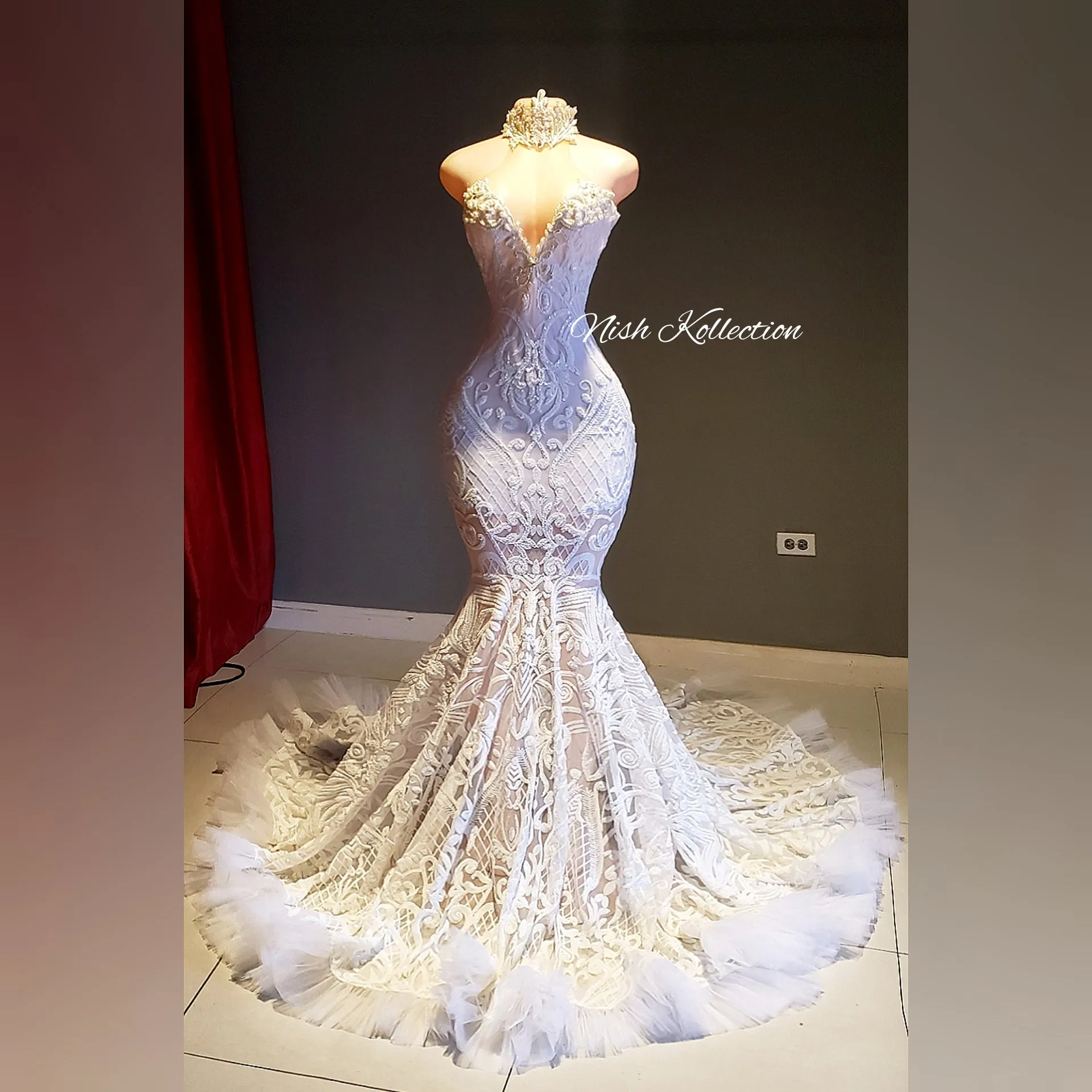 Crystal Pearl Tulle Mermaid Gown