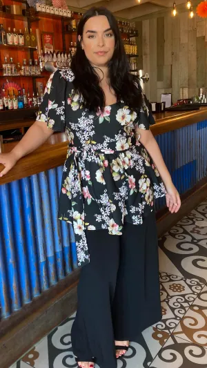 CurveWow 2 in 1 Wide Leg Jumpsuit Black