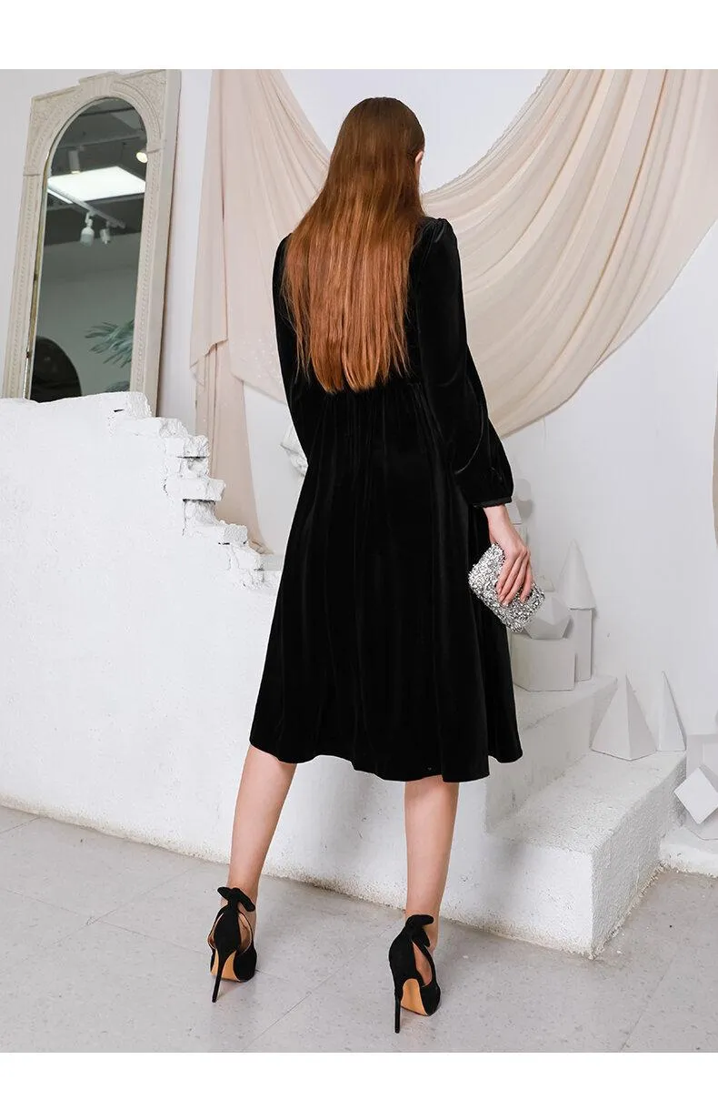 Elegant Sexy Fashion Handmade Bow Slim Princess Puff Dress cocktail lbd little black dress Dinner Party -Lucian