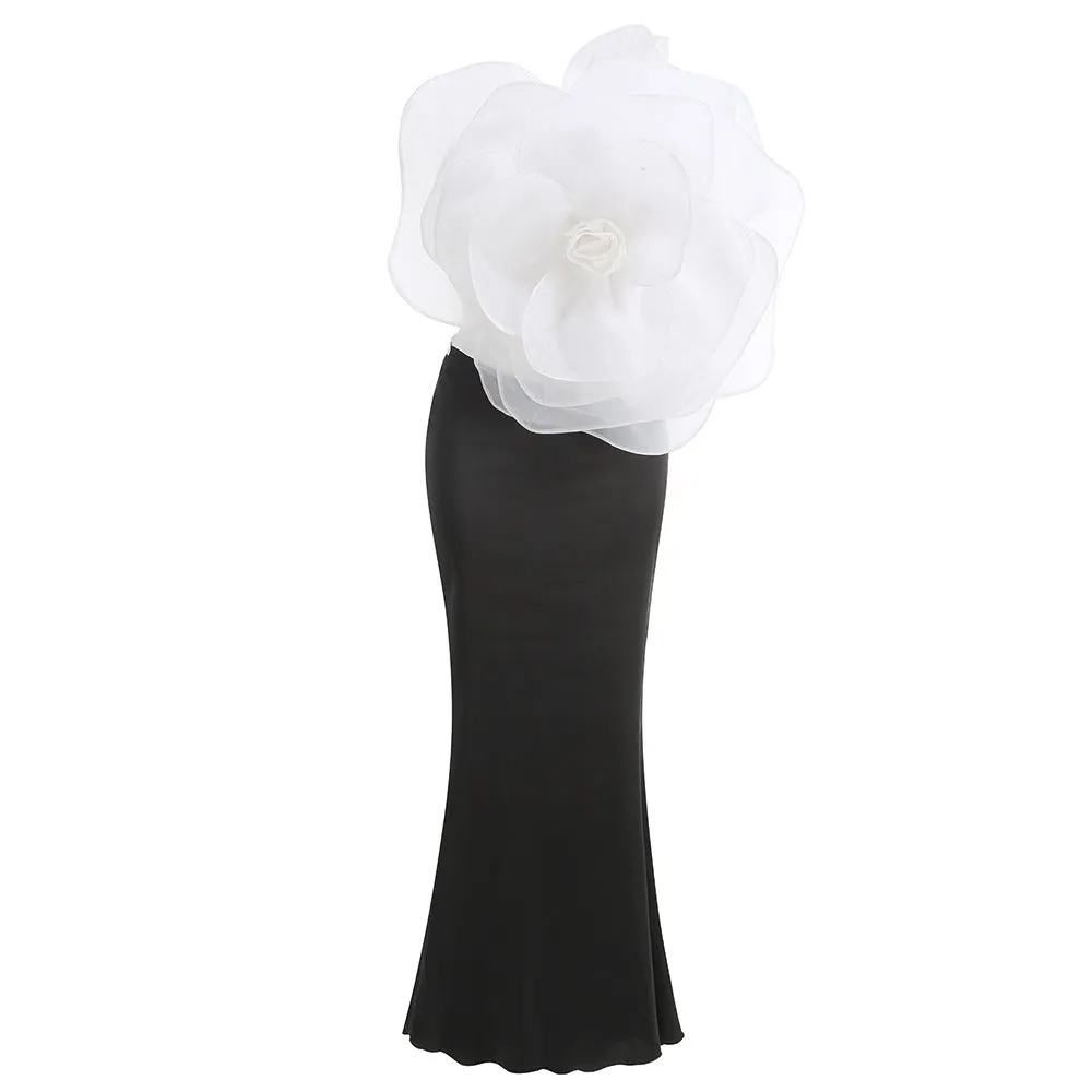 Elisabeth White Flower Maxi Dress