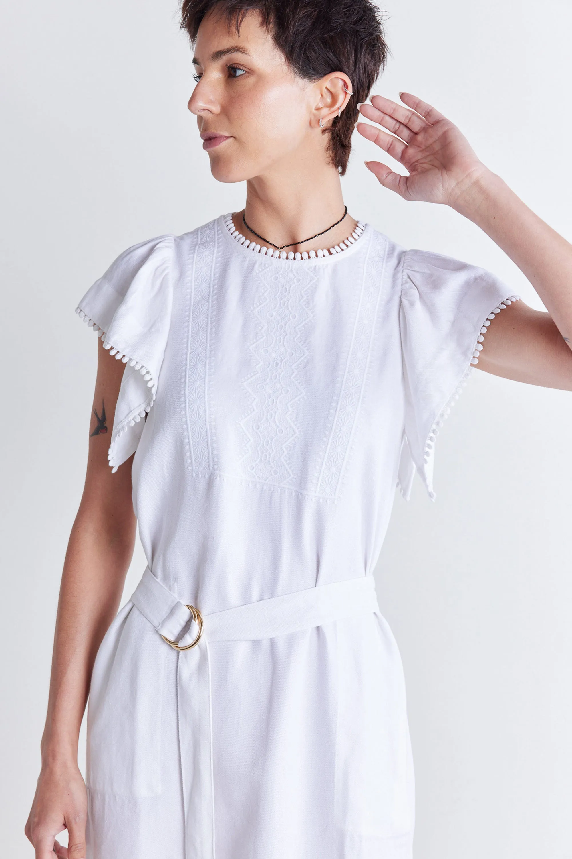 Embroidered Crete Short Dress