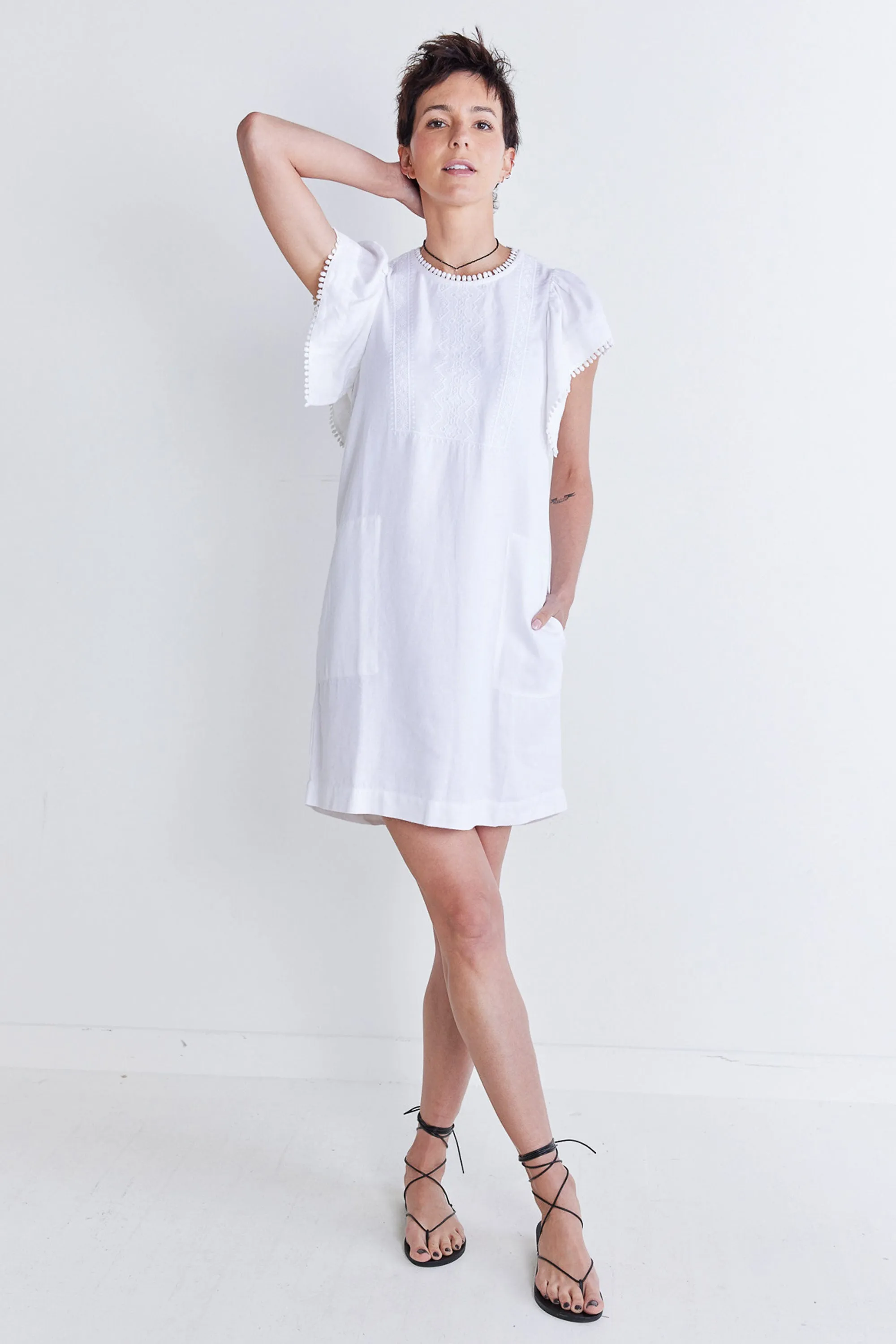 Embroidered Crete Short Dress