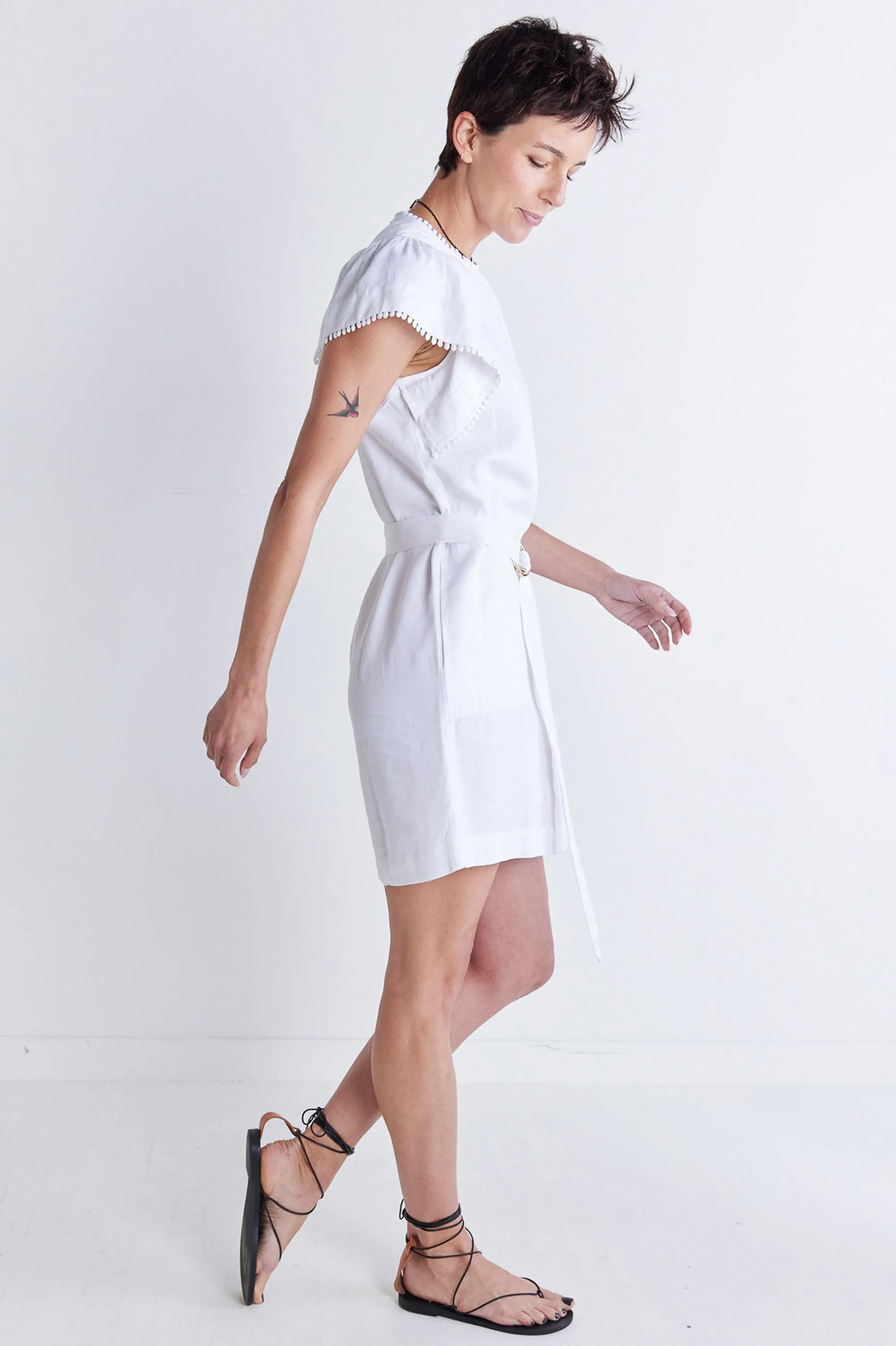 Embroidered Crete Short Dress