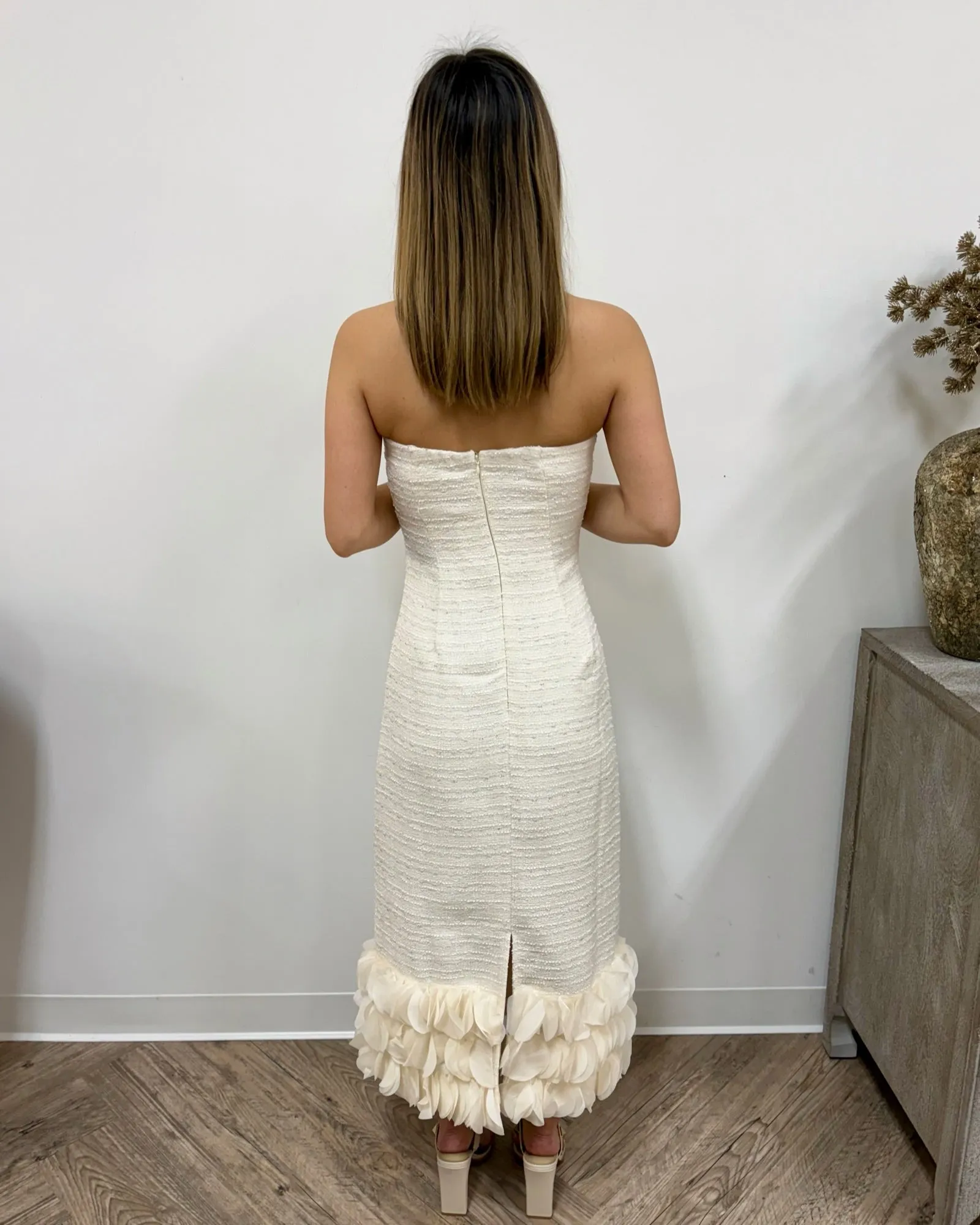 Ensley Strapless Floral Midi Dress