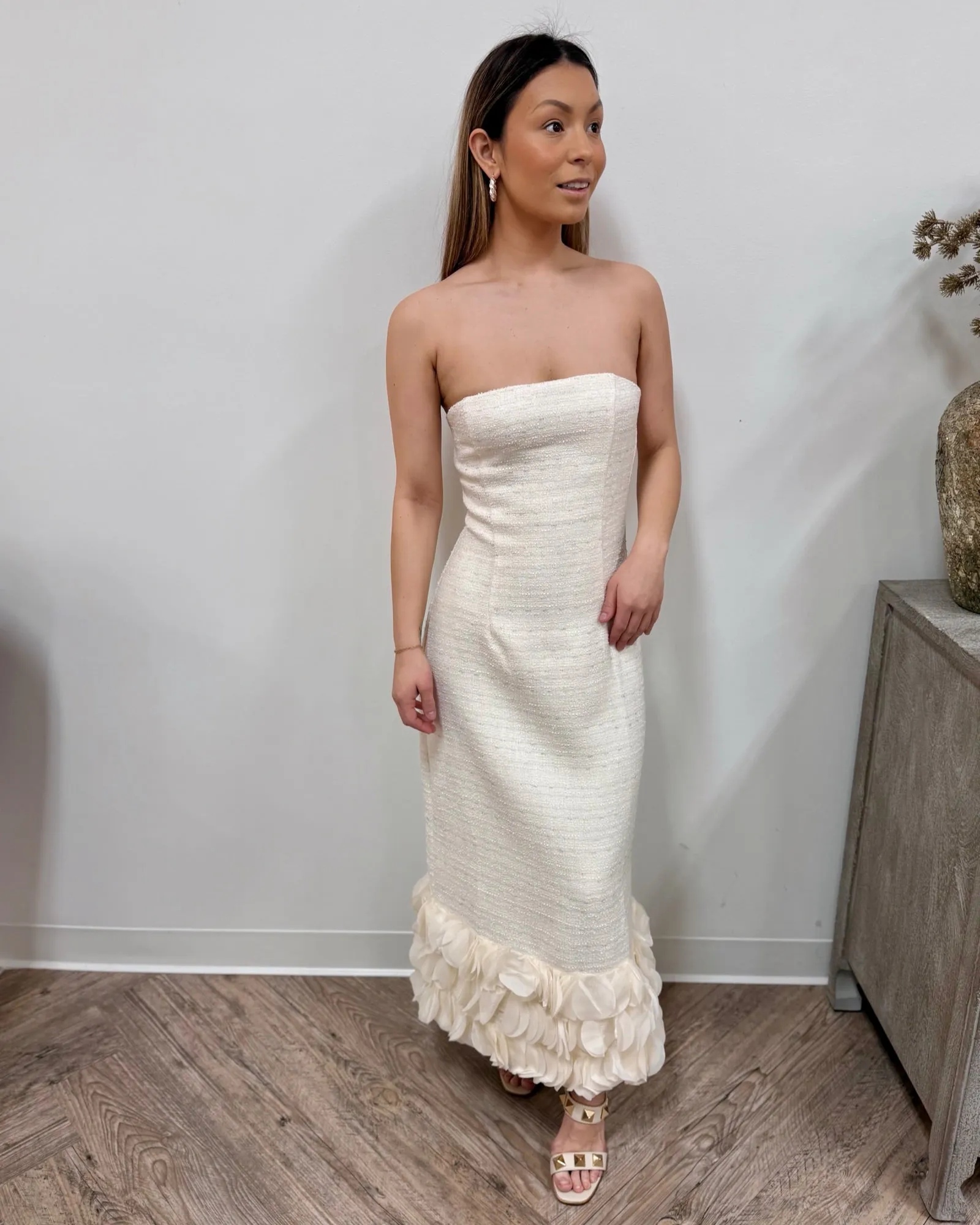 Ensley Strapless Floral Midi Dress