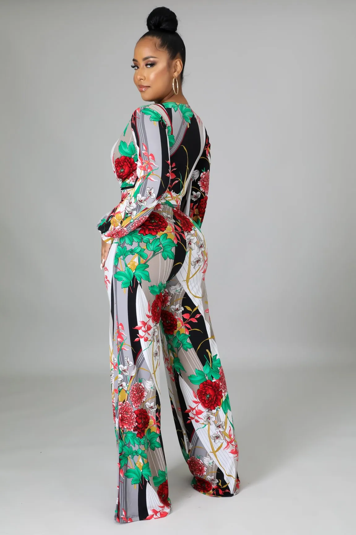 Erin Floral Print Belted Jumpsuit