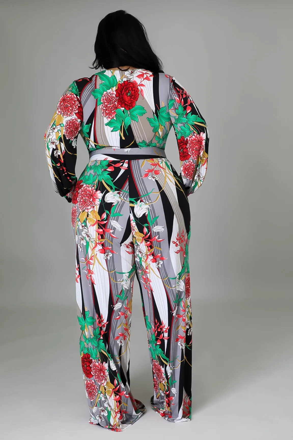 Erin Floral Print Belted Jumpsuit