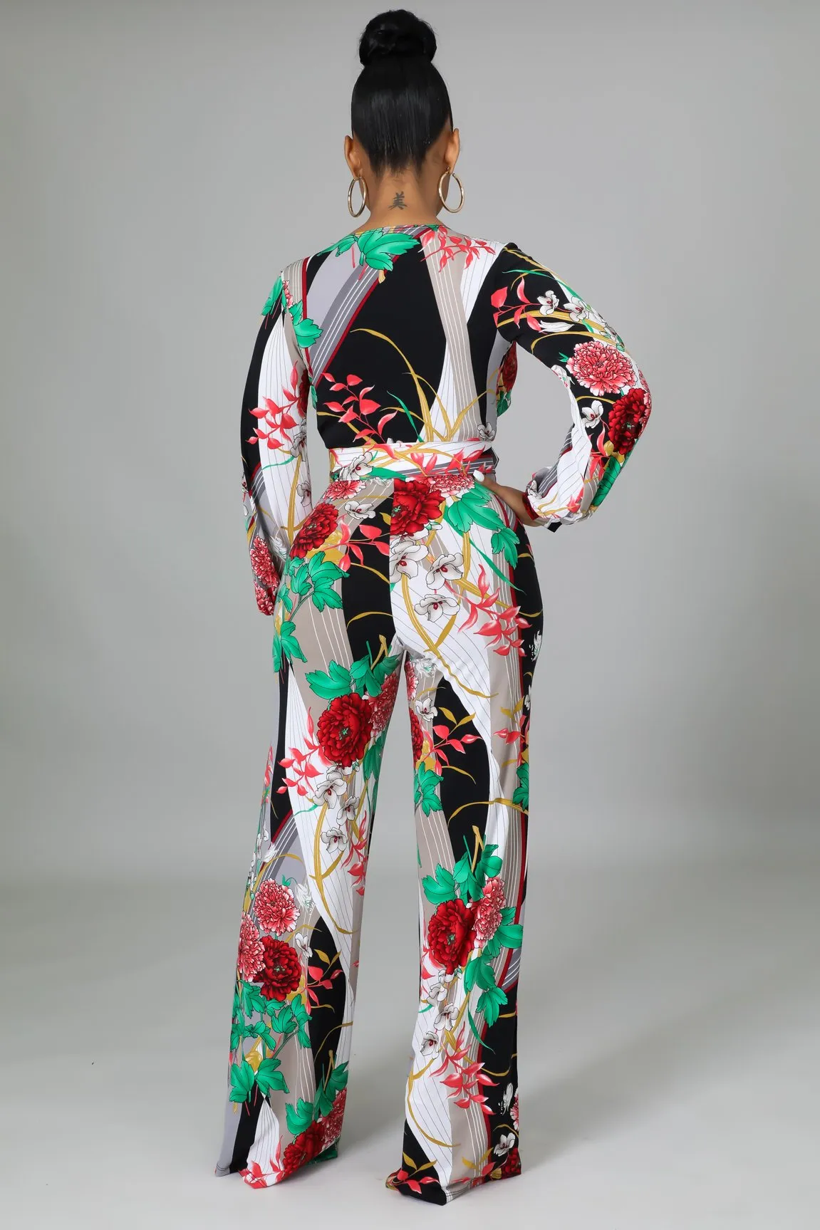 Erin Floral Print Belted Jumpsuit