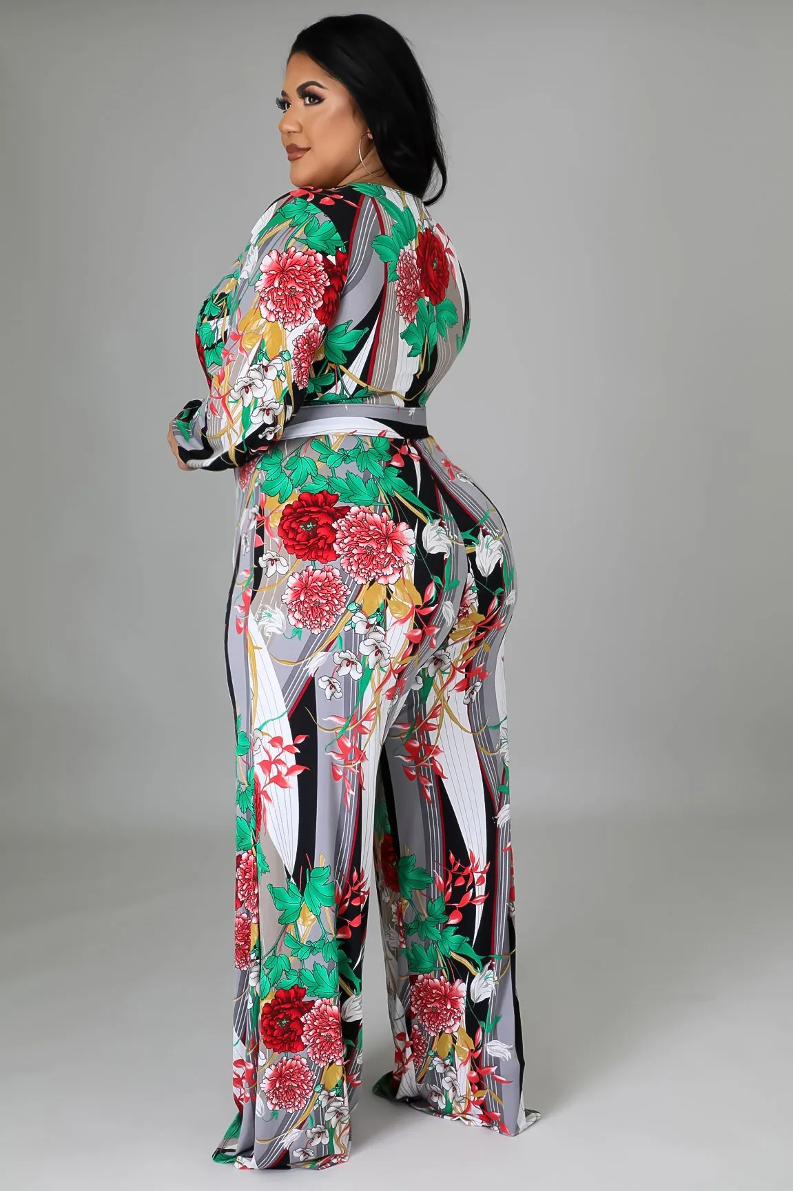 Erin Floral Print Belted Jumpsuit