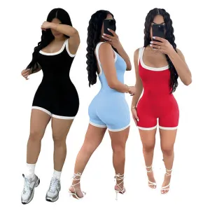 Fashion tight backless one-piece casual shorts AY3402