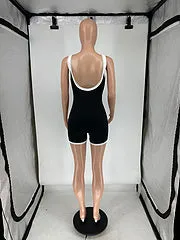 Fashion tight backless one-piece casual shorts AY3402
