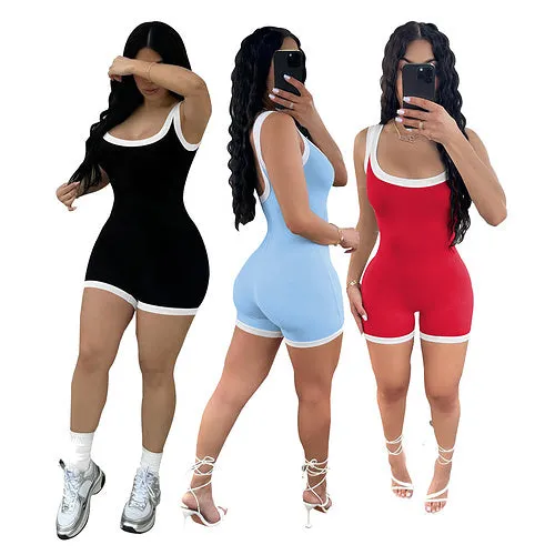 Fashion tight backless one-piece casual shorts AY3402