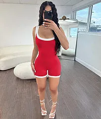 Fashion tight backless one-piece casual shorts AY3402